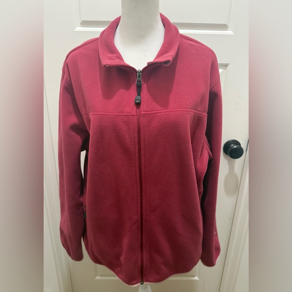 L.L. Bean. Vintage Women’s Fleece Zip-Up. Red/Pink. Size Large.